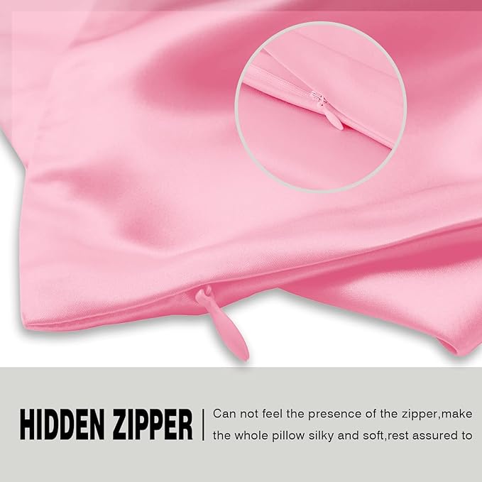 Silk Pillowcase for Hair and Skin,Soft,Breathable and Sliky 100% Queen Silk Pillow Case Set of 2,Both Sides Natural Mulberry Silk Pillowcases with Hidden Zipper(Queen Size 20"X 30",2pcs)