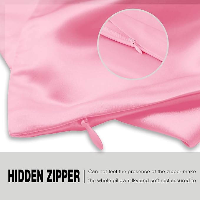 Silk Pillowcase for Hair and Skin,Soft,Breathable and Sliky 100% Standard Size Pillow Cases Set of 2,Both Sides Natural Mulberry Silk Pillowcases with Hidden Zipper(Standard Size 20"X 26",2pcs)