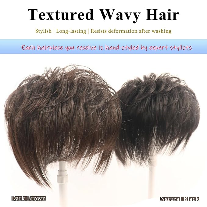 Short Human Hair Topper for Women with Hairloss,Invisible Clip in Short Curly Topper Hairpiece with Large Mesh 6.3x7 Ins and Silk Top Base Natural Fluffy Wiglet Hairpiece Natural Black