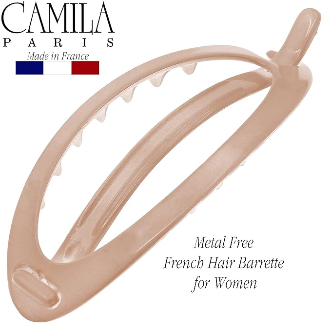 Camila Paris CP2320 French Hair Barrette Clip, Flexible Ponytail Holder No Metal Parts, Strong Hold Grip Hair Clips for Women, No Slip and Durable Styling Girls Hair Accessories, Made in France