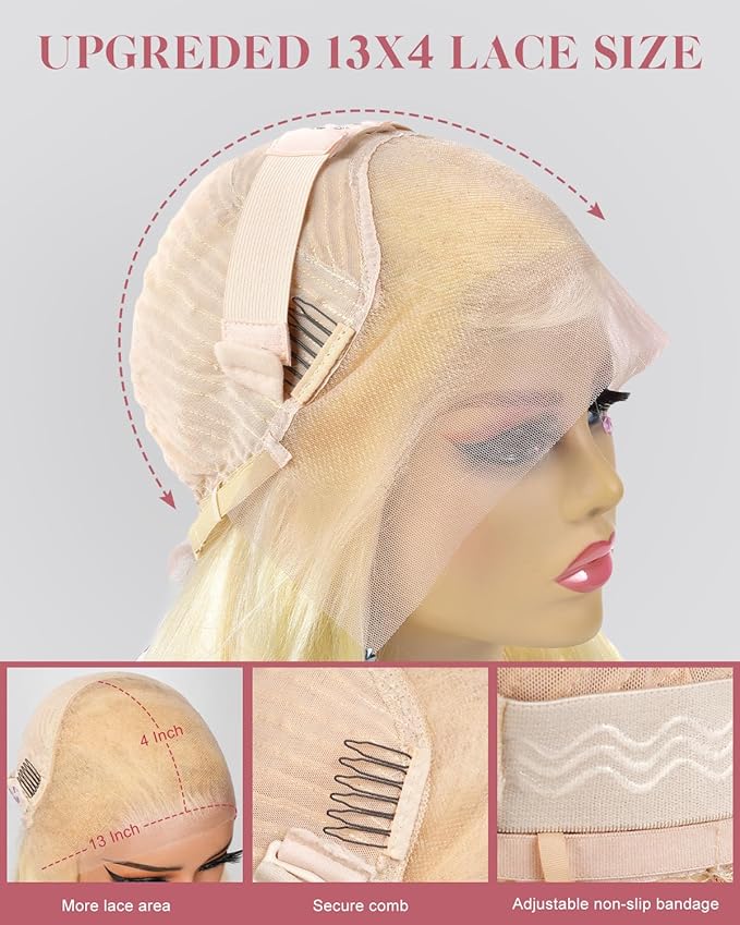 Alididi 613 Lace Front Wig Human Hair 13x4 Blonde Body Wave Hd Transparent Lace Frontal Wigs Human Hair Pre Plucked With Baby Hair 180% Density Blonde Glueless Wigs Human Hair 36 Inch