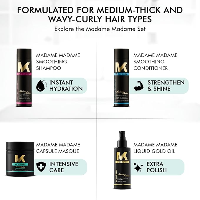 Mycro Keratin Madame Madame Intensive Hydration Hair Mask for Dry Damaged Hydrating Mask for All Hair Types, Deep Conditioning Hair Mask (16.9 Fl.oz)