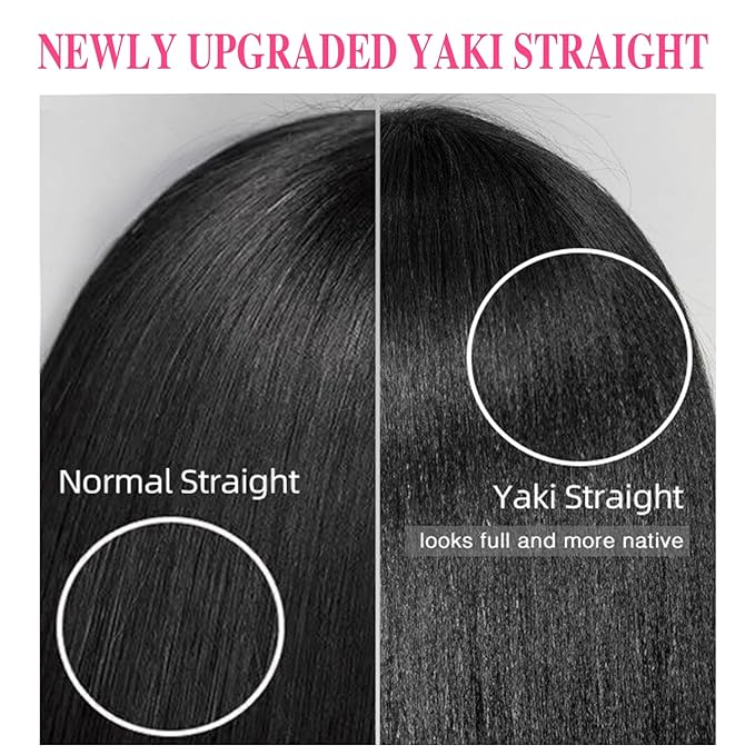 Yaki Straight Clip in Hair Extensions For Women 100% Unprocessed Brazilian Virgin Hair Clip on Hair Extensions Yaki Straight Clip ins 120g/set(26 Inch)