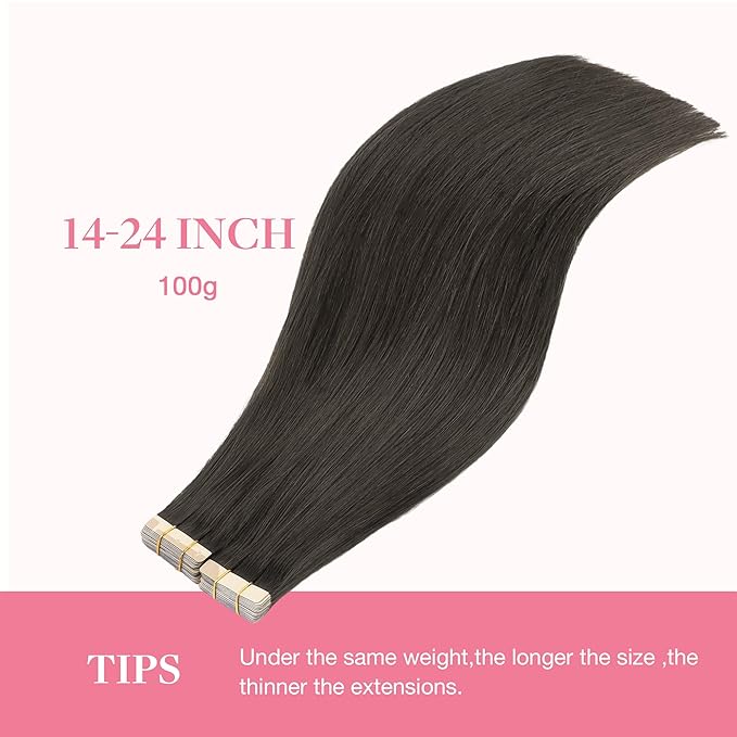 GOO GOO Tape in Hair Extensions Human Hair, 1C Mocha Brown, 20inch 100g 40pcs, Skin Weft Seamless Invisible, Silky Straight with Thick Ends, Remy Human Hair