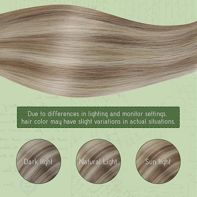 RUNATURE Clip in Hair Extensions Real Human Hair, Blonde Hair Extensions Clip Ins, Remy Human Hair Clip in Extensions, Short Straight Hair 12 Inch 80g 7pcs #8P60 Ash Brown Highlight Platinum Blonde