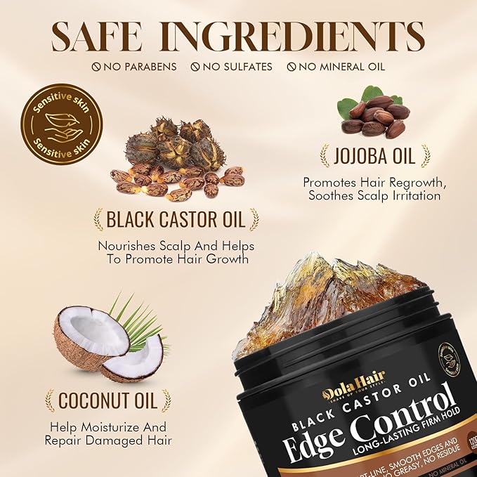 Edge Control Gel for 4C Hair Braiding Hair Gel Firm Hold, Hair Styling Wax Non-Greasy No Flaking 4.2 Oz