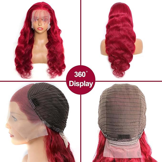 30 Inch 99J Burgundy Lace Front Wigs Human Hair Red Wigs 13x4 Lace Frontal Lace Front Wigs Human Hair HD Red Colored Wig For Women