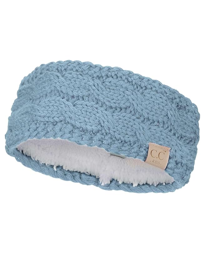 C.C Children's Kids' Winter Warm Cable Knit Fuzzy Lined Ear Warmer Headband