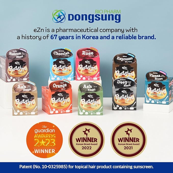 eZn Pudding Hair Dye, Ammonia-Free, Semi-Permanent DIY Korean Hair Dye Color with Keratin (Ash_Toner)