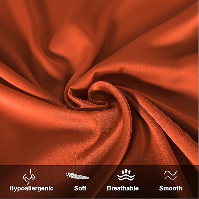 Mulberry Silk Pillowcase for Hair and Skin,King Size Cooling Silk Pillow Case with Hidden Zipper,Allergen Proof Dual Sides Soft Breathable Smooth Silk Pillow Cover for Women(King,Orange)