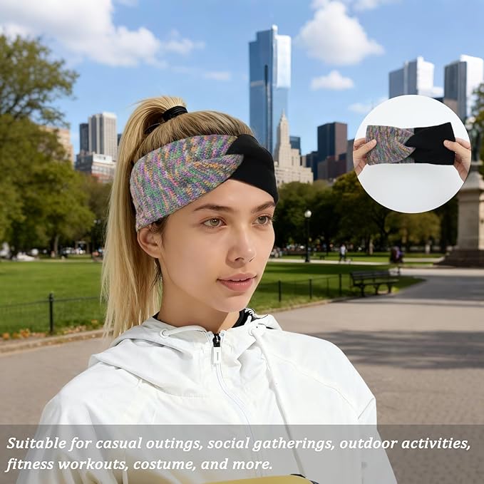 3Pcs Knitted Headbands for Women Twist Knit Winter Headband Thick Wide Ear Warmers Hair Accessories for Cold Weather
