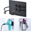 Blow Dryer Holder Wall Mounted, Hair Dryer Holder Stand for Most Hair Dryers Organizer and Storage, Self Adhesive Hairdryer Hanger Rack for Bathroom and Cabinet, Black