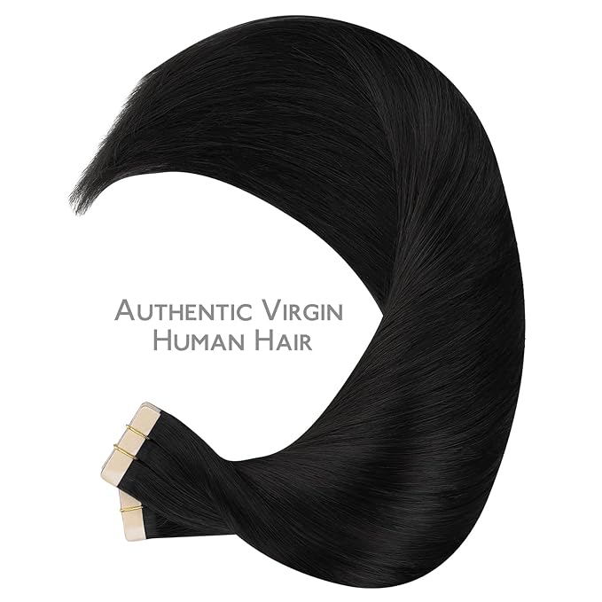 WENNALIFE Tape in Hair Extensions Human Hair, 40pcs 60g 10 inch Jet Black Remy Hair Straight Tape in Extensions Invisible Reusable Real Hair Extensiones De Cabello Humano