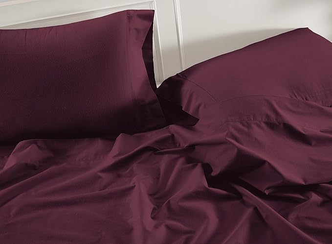 Lane Linen 100% Organic Cotton King Size Pillow Cases Set of 2 - 20"x36" Windsor Wine