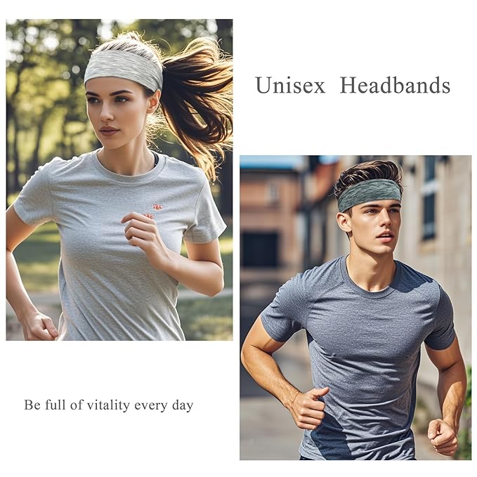 Headbands For Women 12 Pack Headband Yoga Elastic Head Bands Women's Hair Band Workout Soft Sweat Hairbands Accessories