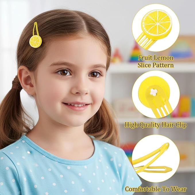 25 Pcs Lemon Slice Snap Hair Clips for Women, Stylish Bangs Side Hairpins Creative Barrettes Hair Accessories for Women Girls