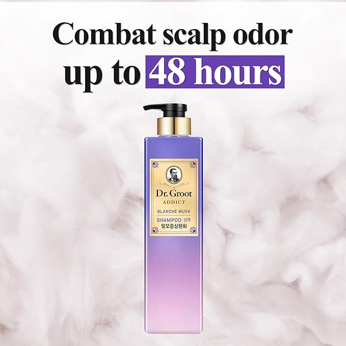 Dr. Groot Addict Shampoo (Blanche Musk, 23fl oz) - Professional Volumizing Shampoo | Thin, Damaged Hair & Odor Control, Amino Acid, Biotin, Silicone-Free | Korean Skincare