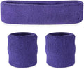 Suddora Sweatbands Set, Moisture Wicking 2 Wristbands and 1 Headband, Breathable Terry Cloth Athletic Bands for Basketball, Tennis, Yoga, Gym, Sweat Bands for Costumes and Cosplay