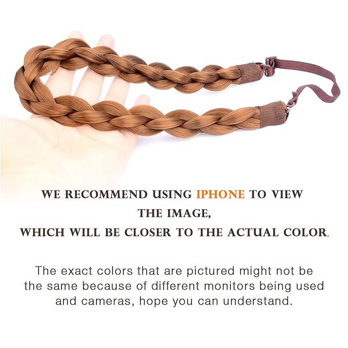 DIGUAN Chubby Narrow Synthetic Hair Braided Headband Classic Chunky Plaited Braids Elastic Stretch Hairpiece Women Girl Beauty accessory, 58g (Golden Red)