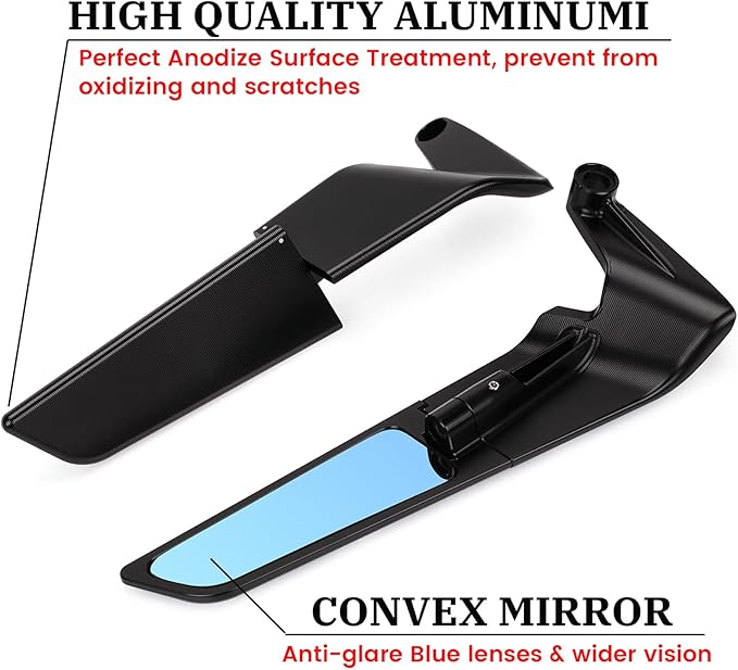 XINGWU Motorcycle Rearview Mirror Adjustable Rotating Stealth Wind Wing Side Mirror CNC Upgrade for 1290 Super Duke R Evo ABS Z650 Z900 Z1000 V4 S1000 Street Bike