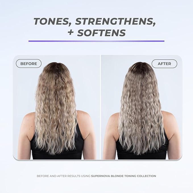 XMONDO Hair Supernova Blonde Toning Conditioner | Vegan Formula with Vegetable Proteins, Jojoba Oil, and Violet Pigments to Replenish, Restore, and Reduce Yellow Tones in Blonde Hair, 8 Fl Oz 1-Pack