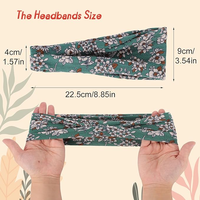 obeoby Headbands for Women, 8 Pack Boho Style Headbands Non Slip Fashion Wide Hairband Hair Wrap Hippie Clothes for Women