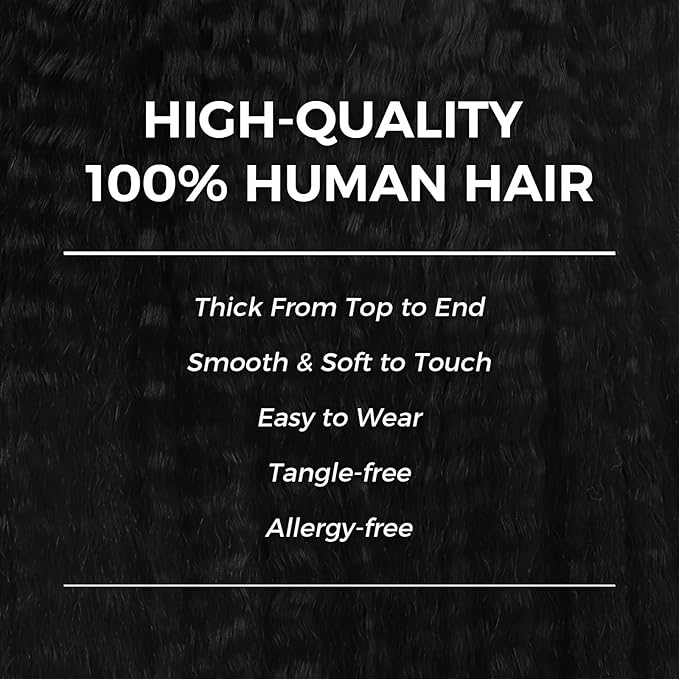 Lashey Seamless Clip in Hair Extensions Human Hair #1 Jet Black Kinky Straight 7pcs 110g 14 Inch PU Weft Hair Extensions Clip ins for Women