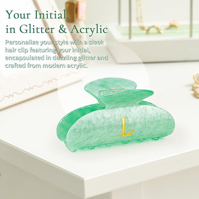 Christmas Gifts for Women Teen Girls - Stocking Stuffers Cute Hair Clips Initial Claw | Birthday Gifts | Bridesmaid Gifts | Preppy Trendy Stuff Personalized Hair Claws Accessories - Green,A