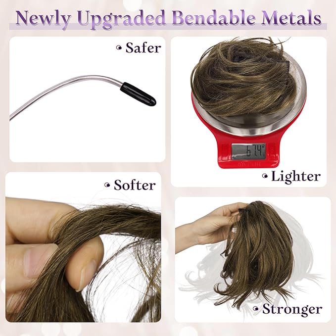 RUWISS Claw Clip Short Human Hair Ponytail Extension with Bendable Metals for DIY Styles Straight Messy Bun Hair Piece for Women Hairpieces for Daily Wear, 9 Inch Black