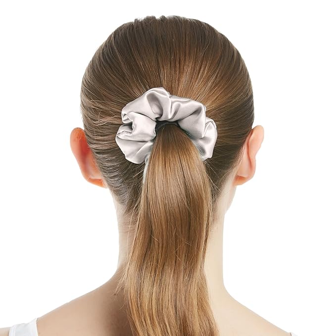 LilySilk Brand 100% Mulberry Silk Hair Scrunchie, Bright Coffee, No Damage, Elastic Silk Ponytail Holder, 1 Count, Suitable for All Hair Styles and Lengths