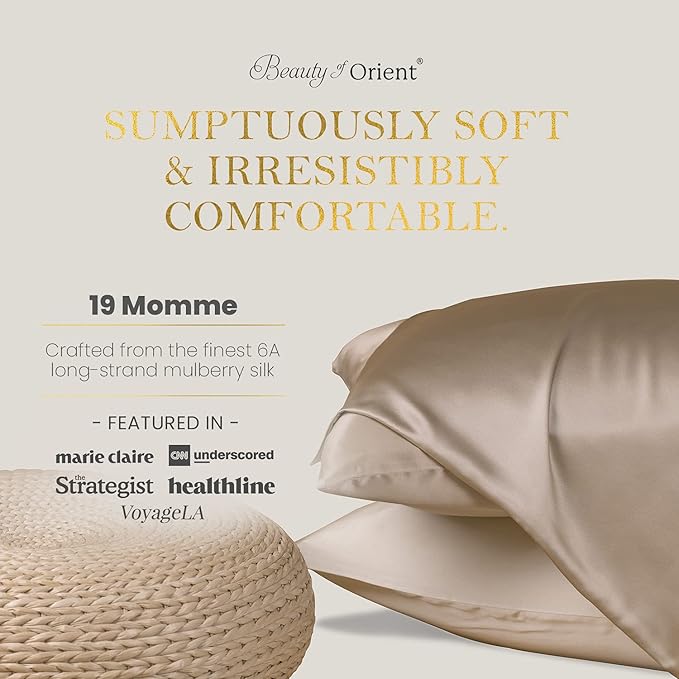 19 Momme Premium Mulberry Silk Pillowcase for Hair and Skin | Handcrafted Hypoallergenic & Anti-Acne 100% Silk Pillow Cases with Zipper | King - 20" x 36", Silver Lining