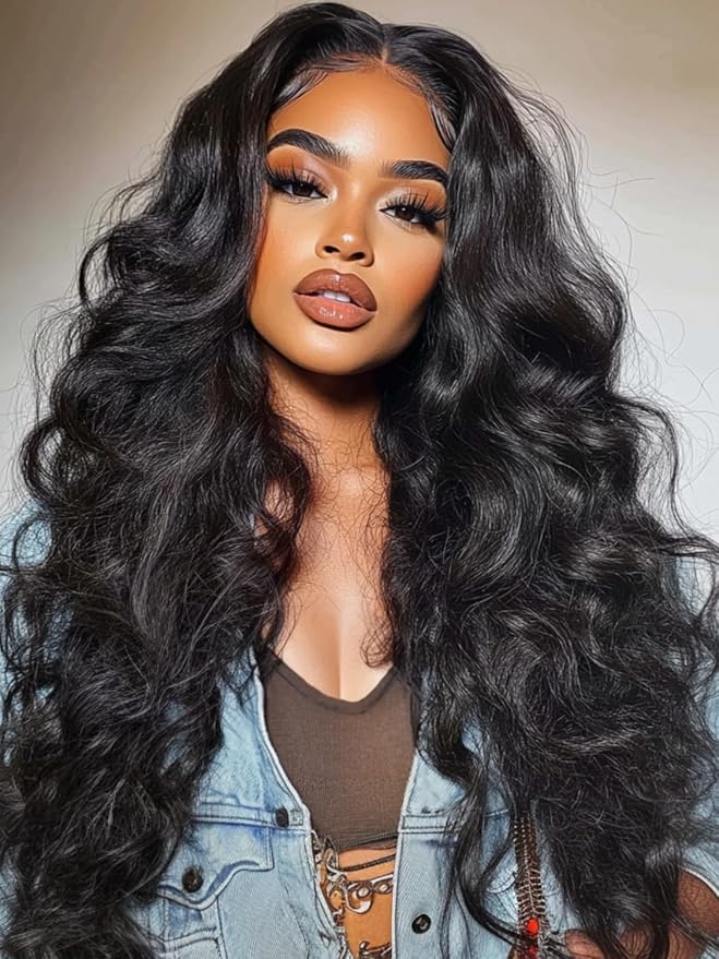 KLAIYI HD Real Scalp Wig 13x4 Lace Frontal Human Hair Wig Loose Body Wave with Face Framing Curtain Bangs Pre Everything Glueless 3S Wear and Go Precut Lace Pre Plucked Pre Bleached 180%Density 18Inch