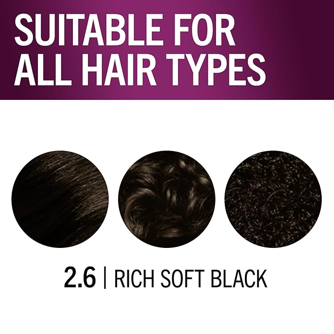 Schwarzkopf Keratin Permanent Hair Dye Cream, 2.6 Rich Soft Black, Professional Quality Color for Up to 100% Gray Coverage, Bond Enforcing System