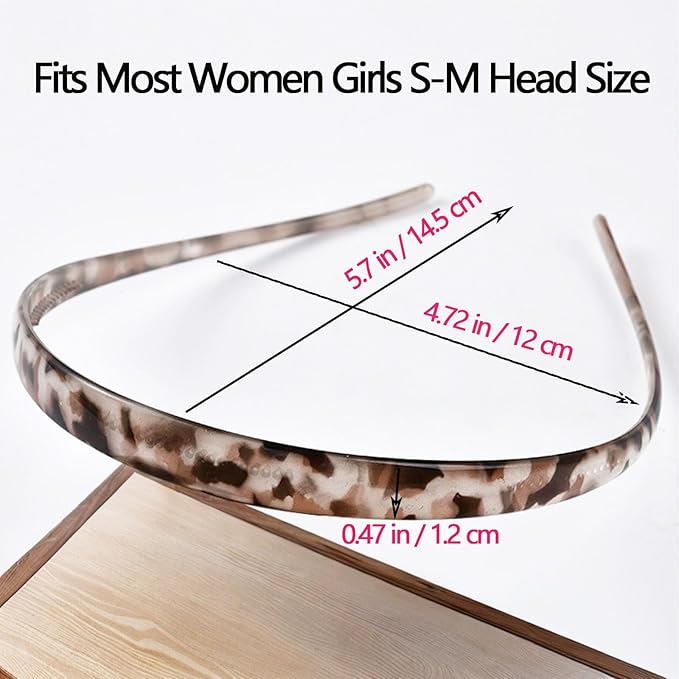 2 Pack Leopard Print Eyewear Hairbands - Comfortable Fashion Skinny Headbands, Brown, Black