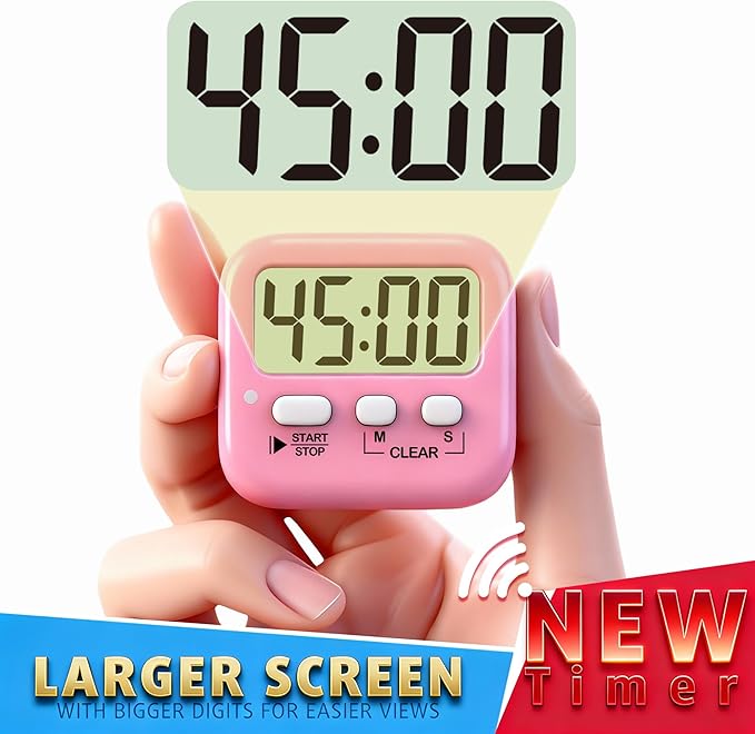 Antonki 2 Pack Digital Timer for Kids, Magnetic Countdown Kitchen Timers for Cooking, Egg, Classroom, Teacher, Exercise, Study, Oven - Battery Included