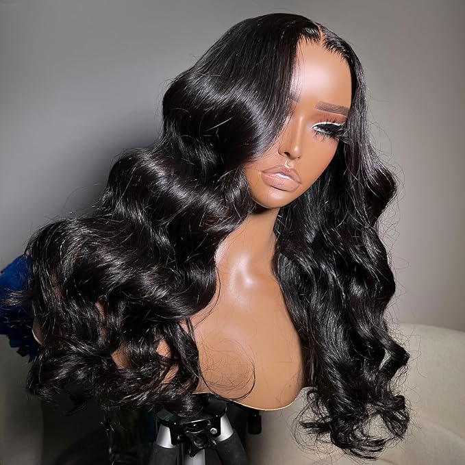 13x5 Body Wave Lace Front Wigs Human Hair Pre Plucked 180% Density HD Transparent Lace Frontal Wigs for Women Bleached Knots Glueless Wigs Human Hair with Baby Hair 26inch