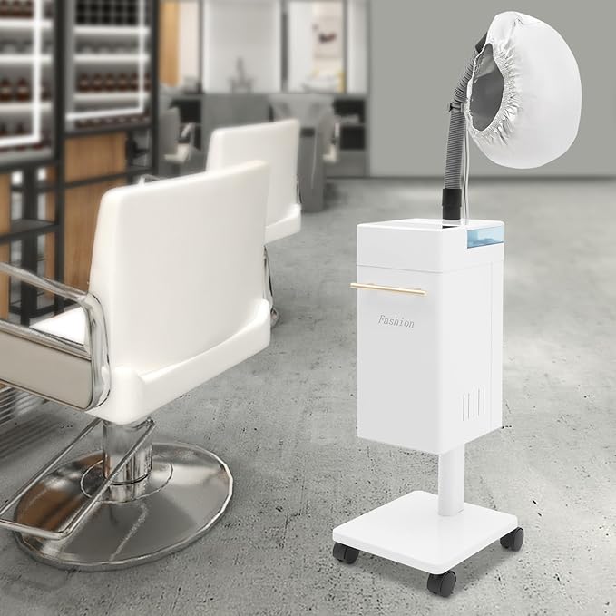 Nano Hair Steamer, Multi-Function Micro-Mist Hair Steamer, Hair Color Processor with Universal Wheel for Deep Care Hair Repair Salon Spa (W-hite)