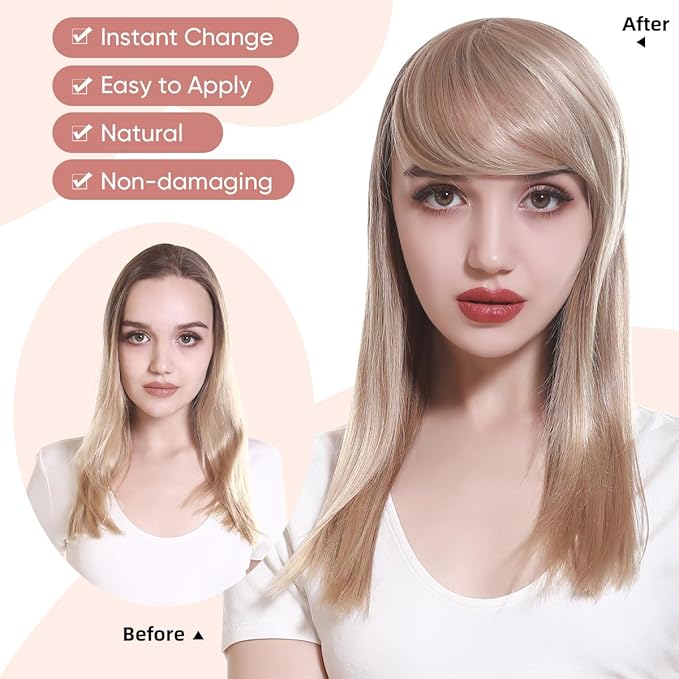 SARLA Clip in Side Bangs Extension Straight Synthetic Fake Bangs for Women One Piece Red Vino