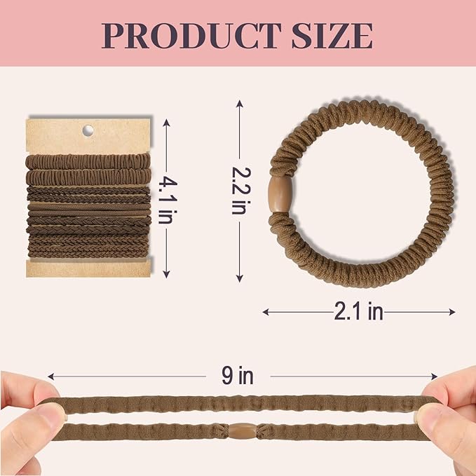 JIIRS 10PCS Boho Hair Ties,Elastic Bracelets,Elastic Hair Ties, Hair Bands For Ponytails,Ponytail Holder for Thick or Thin Hair,Boho Hair Bracelets No-Damage For Daily Life, Sport, Working(Set2)