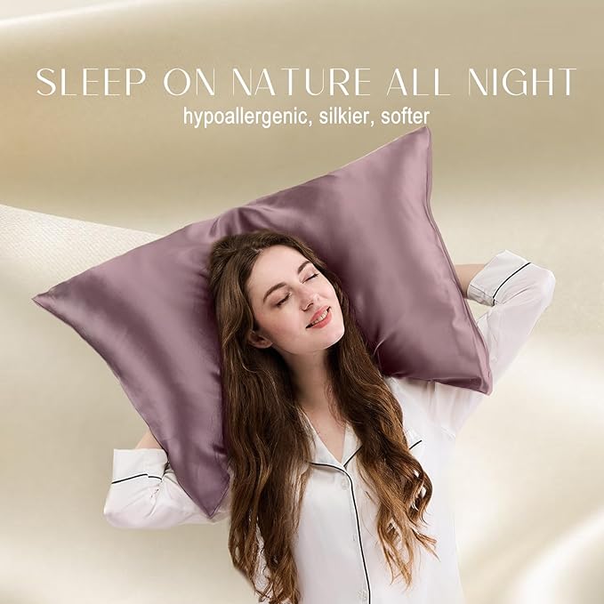 ZIMASILK 100% Pure Mulberry Silk Pillowcase for Hair and Skin Health,Soft and Smooth,Both Sides Premium Grade 6A Silk,600 Thread Count,with Hidden Zipper,1pc (Queen 20''x30'',Dark Mauve)