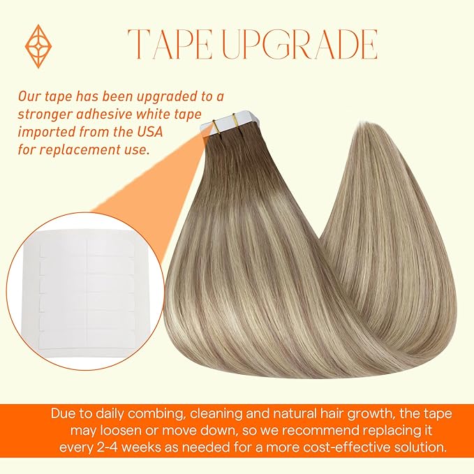Full Shine Tape in Hair Extensions Human Hair 12Inch Balayage Color 8 Ash Brown Fading to 60 Highlighted 18 Ash Blonde Seamless Hair Extensions Real Human Hair Tape in 30G 20Pcs for Women Soft Remy