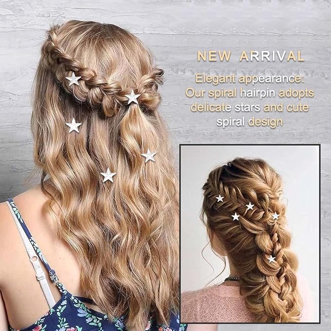 Unicra Gold Hair Pins Star Hair Clips Bridal Wedding Hair Accessories for Women and Girls Pack of 5 (Silver)