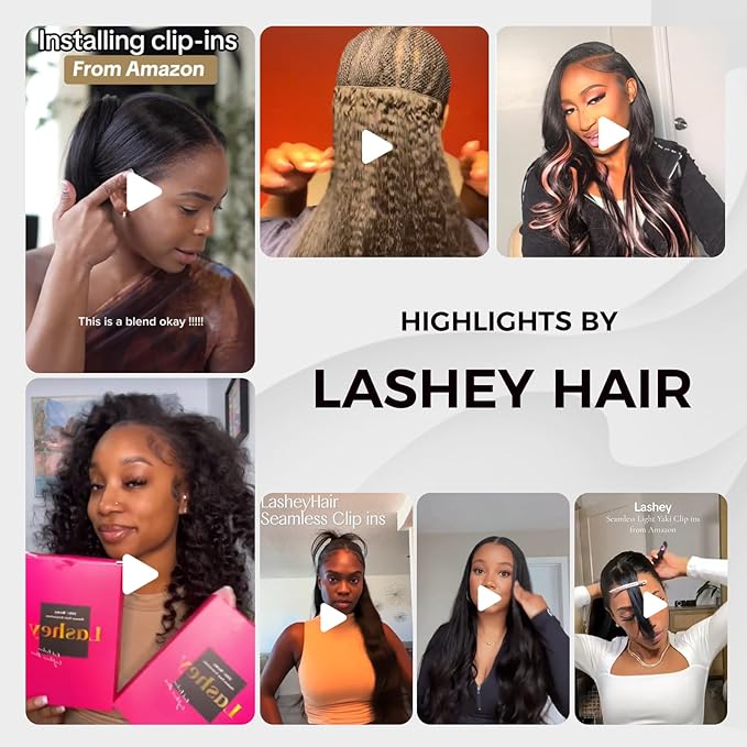 Lashey Seamless Clip in Hair Extensions Human Hair 130g 7pcs Body Wave 22 Inch Natural Black Thick Remy Hair Extensions with Full End