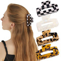 Jayongnee Hair Claw Clips - 4Pcs Medium Clips for Thick or Thin Hair - Square Claw for Women - Rectangle Hair Clips Nonslip Acrylic Hair Accessories for Girls (Tortoise shell)