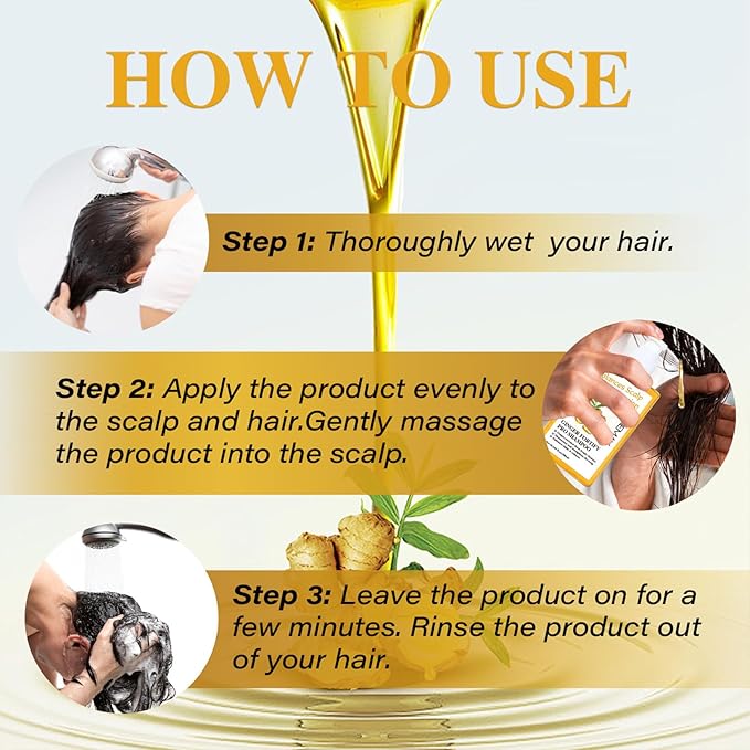 Soelegant Ginger Shampoo – Oil Control & Anti Hair Loss | Deep Cleanse & Scalp Care with Ginger Root Extract & Herbal Leaves | Anti Dandruff, Nourish & Volumizing for Men & Women, 10.144 FL OZ