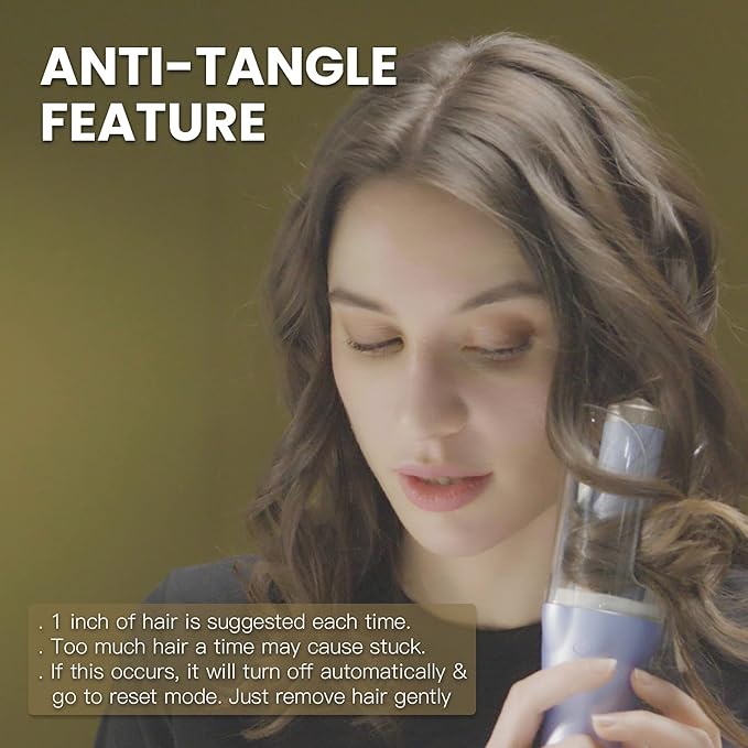LENA Geniecurl Auto Hair Curler Ion Wrap Transparent Curling Wand with 1" Ceramic Ionic Barrel and Smart Anti-Stuck Sensor, Pro Styling Tool for Long and Medium Length Hair