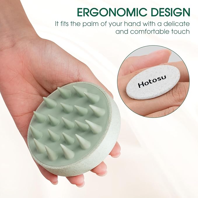 Scalp Massager Brush for Hair Growth – Silicone Scalp Scrubber & Scalp Exfoliator – Manual Scalp Massager Brush for Wet or Dry Use – Hair Massager Scalp Shampoo Brush Tool (Green)