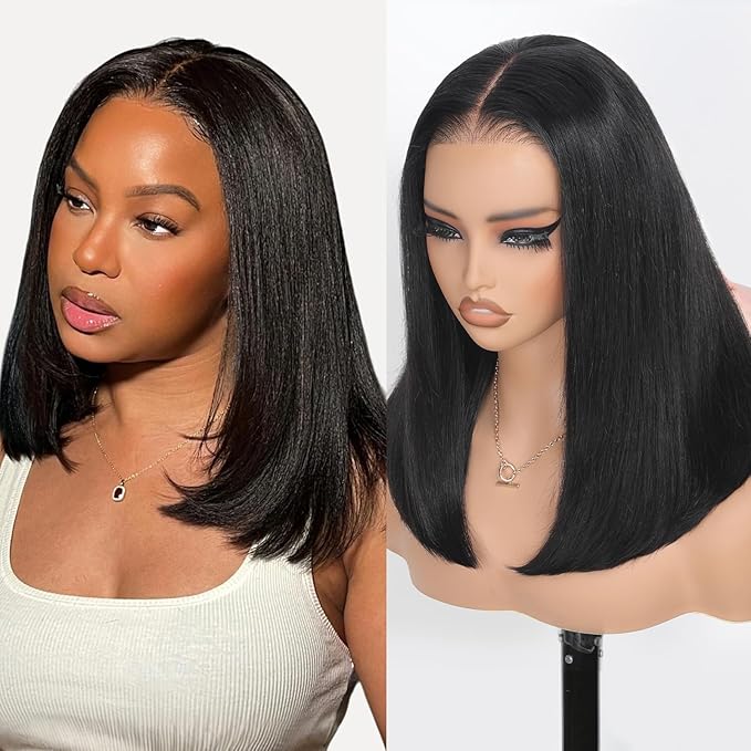 210% Density Lace Frontal Bob Wig Human Hair 12A Brazilian Virgin 9x6 Glueless Wigs Human Hair Pre Plucked Pre Cut HD Transparent Lace Wigs 16 Inch