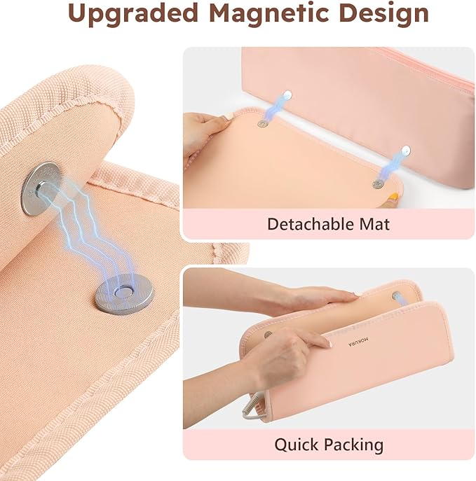 MOKURA Hot Hair Tools Travel Bag with Heat Resistant Mat, Women Hair Accessories Organizer Case, Storage Pouch for Curling Iron Straightener Flat Iron, Valentines Day Gifts for Women, Girlfriend, Pink