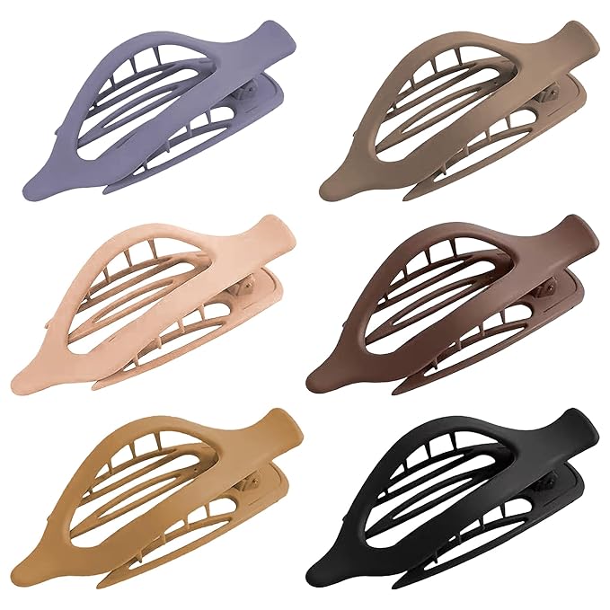 Big Hair Claw Clips 6-Pack 4.7" Non-Slip Hair for Women and Girls with Long, Thick Hair Jelly & Matte Clips (Duckbill-A 6pcs 4.7")